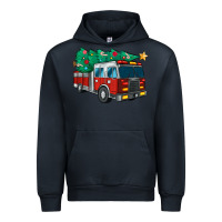 Navy christmas fire truck Urban Hoodie - MaliasSmallBusiness