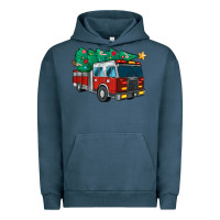 Pigment Midnight Navy christmas fire truck Urban Hoodie - MaliasSmallBusiness