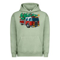 Pigment Oil Green christmas fire truck Urban Hoodie - MaliasSmallBusiness