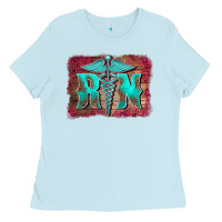 Baby Blue registered medical symbol nurse background Ladies Tee - BarkalooDesign
