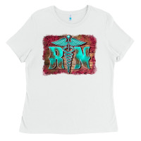 White registered medical symbol nurse background Ladies Tee - BarkalooDesign