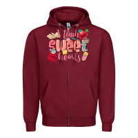 Burgundy i teach sweet hearts valentine's day teacher Zipper Hoodie - FaDigitalArtStudio