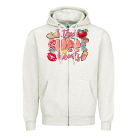 Oatmeal Heather i teach sweet hearts valentine's day teacher Zipper Hoodie - FaDigitalArtStudio