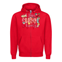 Red i teach sweet hearts valentine's day teacher Zipper Hoodie - FaDigitalArtStudio