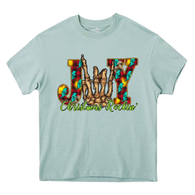 Joy Christmas Rockin Heavy Core Tee by CowhideDigitalArt | Teevron