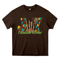 Chocolate Brown joy Christmas Rockin Heavy Core Tee - CowhideDigitalArt