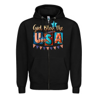 Black God bless the USA 4th of july Zipper Hoodie - CowGirlArtShop