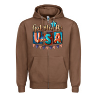Chestnut God bless the USA 4th of july Zipper Hoodie - CowGirlArtShop