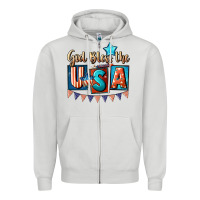 Dove Grey God bless the USA 4th of july Zipper Hoodie - CowGirlArtShop