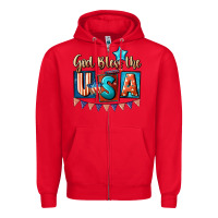 Red God bless the USA 4th of july Zipper Hoodie - CowGirlArtShop