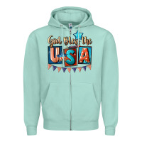 Seafoam God bless the USA 4th of july Zipper Hoodie - CowGirlArtShop