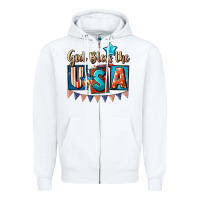 White God bless the USA 4th of july Zipper Hoodie - CowGirlArtShop
