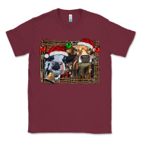 Burgundy christmas heifers with leopard and cowhide background Classic Tee - RanaPortraitStore