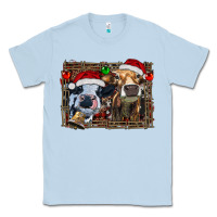 Dusty Blue christmas heifers with leopard and cowhide background Classic Tee - RanaPortraitStore