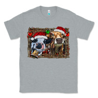 Heather Grey christmas heifers with leopard and cowhide background Classic Tee - RanaPortraitStore