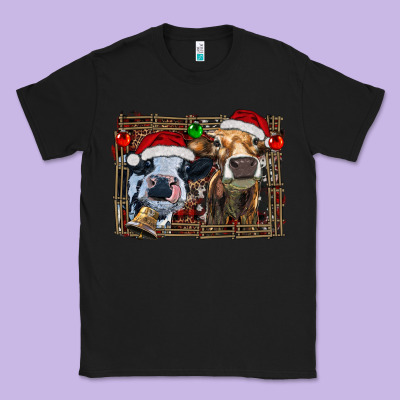 Christmas Heifers With Leopard And Cowhide Background Classic Tee Designed By Ranaportraitstore