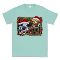 Seafoam christmas heifers with leopard and cowhide background Classic Tee - RanaPortraitStore