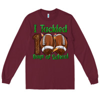 Burgundy i tackled 100 days of school football Long Sleeve Tee - texasbilliewilder