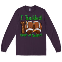 Plum i tackled 100 days of school football Long Sleeve Tee - texasbilliewilder