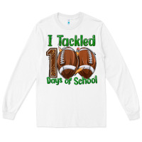 White i tackled 100 days of school football Long Sleeve Tee - texasbilliewilder