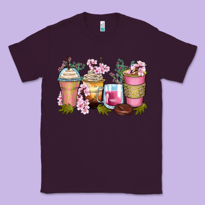 Flowers Coffee Cups Classic Tee Designed By Zillion Design Studio