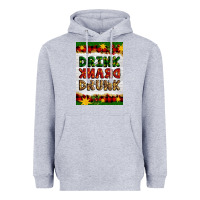 Heather Grey Christmas Drink Drank Drunk Heavyweight Hoodie - Artiststas