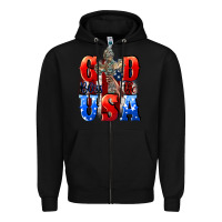 Black God bless the USA  4th of july Zipper Hoodie - CowGirlArtShop