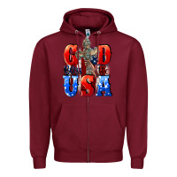Burgundy God bless the USA  4th of july Zipper Hoodie - CowGirlArtShop
