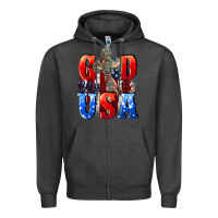Charcoal Heather God bless the USA  4th of july Zipper Hoodie - CowGirlArtShop