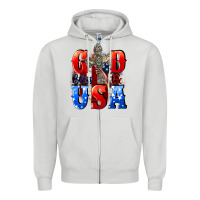 Dove Grey God bless the USA  4th of july Zipper Hoodie - CowGirlArtShop