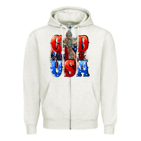 Oatmeal Heather God bless the USA  4th of july Zipper Hoodie - CowGirlArtShop