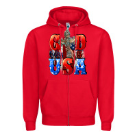 Red God bless the USA  4th of july Zipper Hoodie - CowGirlArtShop