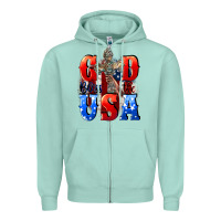 Seafoam God bless the USA  4th of july Zipper Hoodie - CowGirlArtShop