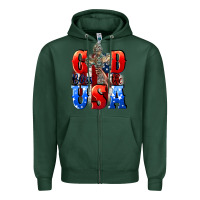 Sports Green God bless the USA  4th of july Zipper Hoodie - CowGirlArtShop