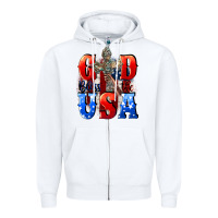White God bless the USA  4th of july Zipper Hoodie - CowGirlArtShop