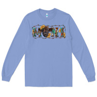 Colony Blue western mini black highland calf Long Sleeve Tee - RanaPortraitStore