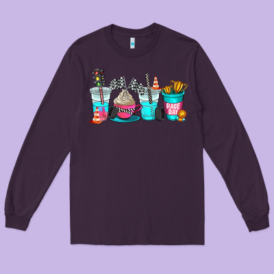 Race Day Coffe Cup Long Sleeve Tee Designed By Adodesignshop