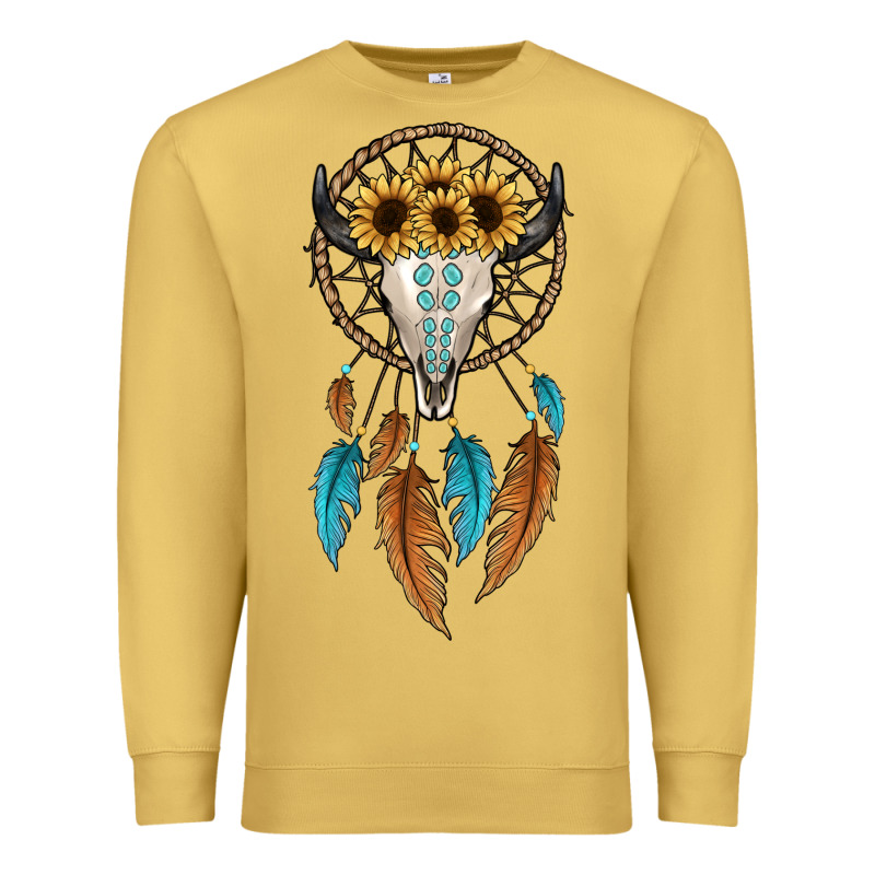 Dreamer Catcher Bull Skull Premium Sweatshirt by JahusDesignShop | Teevron
