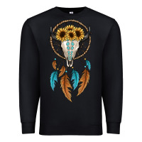 Black dreamer catcher bull skull Premium Sweatshirt - JahusDesignShop