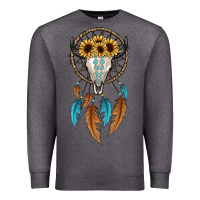 Charcoal Heather dreamer catcher bull skull Premium Sweatshirt - JahusDesignShop