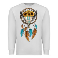Dove Grey dreamer catcher bull skull Premium Sweatshirt - JahusDesignShop