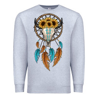 Heather Grey dreamer catcher bull skull Premium Sweatshirt - JahusDesignShop