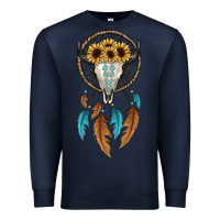 Navy dreamer catcher bull skull Premium Sweatshirt - JahusDesignShop