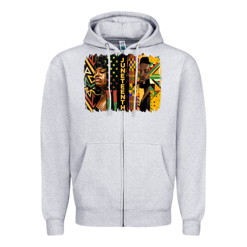 Juneteenth Brush Stroke Zipper Hoodie by HRA Design Shop | Teevron