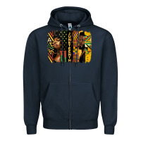 Navy juneteenth brush stroke Zipper Hoodie - HRA Design Shop