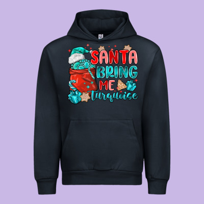 Santa Bring Me Turquoise Urban Hoodie Designed By Maliassmallbusiness