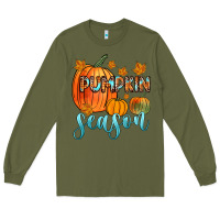 Army Green pumpkin season Long Sleeve Tee - Zillion Design Studio