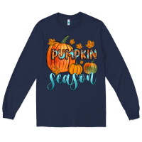 Navy pumpkin season Long Sleeve Tee - Zillion Design Studio