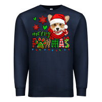 Navy merry pawmas christmas corgi Premium Sweatshirt - Jasminsmagicworld