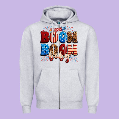 Boom Boom Baby Zipper Hoodie Designed By Neo Western